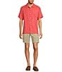 Color:Pure Coral - Image 3 - Solid Tropic Isle Short Sleeve Camp Collar Woven Shirt