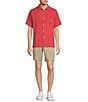 Tommy Bahama Solid Tropic Isle Short Sleeve Camp Collar Woven Shirt, Color:Red - Image 3