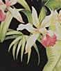 Color:Black - Image 3 - Tropical Floral Print Stretch Crew Neck Sleeveless A-Line Dress