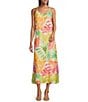 Tommy Bahama Tropicana Isle Printed V-Neck Sleeveless Spaghetti Strap A-Line Maxi Dress, Color:White - Image 1