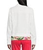 Color:White - Image 2 - Two Palm Clean Linen Notch Relaxed Collar Long Sleeve Button Front Jacket
