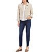 Tommy Bahama Two Palm Raw Edge Point Collar Long Sleeve Button Front Jacket, Color:Natural - Image 3