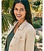 Tommy Bahama Two Palm Raw Edge Point Collar Long Sleeve Button Front Jacket, Color:Natural - Image 8