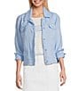 Tommy Bahama Two Palm Raw Edge Point Collar Long Sleeve Button Front Jacket, Color:Light Sky - Image 1