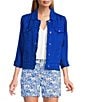 Tommy Bahama Two Palm Raw Edge Point Collar Long Sleeve Button Front Jacket, Color:Cobalt Haze - Image 1