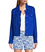 Tommy Bahama Two Palm Raw Edge Point Collar Long Sleeve Button Front Jacket, Color:Cobalt Haze - Image 4