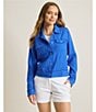 Tommy Bahama Two Palm Raw Edge Point Collar Long Sleeve Button Front Jacket, Color:Cobalt Haze - Image 6