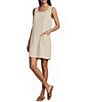 Tommy Bahama Two Palms Patch Pocket Linen Scoop Neck Sleeveless Shift Dress - Image 1