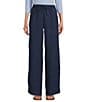 Color:Island Navy - Image 1 - Two Palms Wide Leg High Rise Easy Drawstring Linen Pants