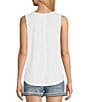Color:White - Image 2 - V-Neck Sleeveless Pleat Front Tank Top