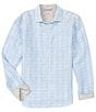 Color:Light Sky - Image 1 - Ventana Plaid Linen Dobby Long Sleeve Shirt