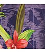 Color:Island Navy - Image 3 - Woven Vila Views Tropical Floral Print Surplice V-Neck Long Sleeve A-Line Midi Dress
