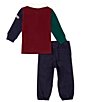 Color:Assorted - Image 2 - Baby Boys 12-24 Months Long Sleeve Color Block Pique Polo Shirt & Solid Twill Jogger Pants Set