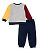 Color:Assorted - Image 2 - Baby Boys 12-24 Months Long Sleeve Logo Color Block Fleece Sweatshirt & Solid Fleece Jogger Pants Set