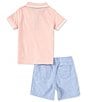 Color:Assorted - Image 3 - Baby Boys 12-24 Months Short-Sleeve Pique Knit Polo Shirt & Oxford Shorts Set