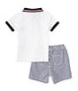 Color:Assorted - Image 2 - Baby Boys 12-24 Months Short Sleeve Pique Knit Polo Shirt & Vertical-Striped Yarn-Dyed Corded Shorts Set