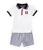 Color:Assorted - Image 3 - Baby Boys 12-24 Months Short Sleeve Pique Knit Polo Shirt & Vertical-Striped Yarn-Dyed Corded Shorts Set