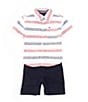 Color:Assorted - Image 3 - Baby Boys 12-24 Months Short-Sleeve Striped Woven Shirt & Solid Twill Shorts Set