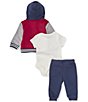 Color:Assorted - Image 3 - Baby Boys 3-18 Months Long Sleeve Varsity Jacket, Short Sleeve Bodysuit & Solid Fleece Jogger Pants