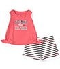 Color:Assorted - Image 2 - Baby Girls 12-24 Months Sleeveless Logo Tank Top & Striped Shorts Set