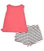 Color:Assorted - Image 3 - Baby Girls 12-24 Months Sleeveless Logo Tank Top & Striped Shorts Set