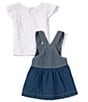 Color:Assorted - Image 3 - Baby Girls 12-24 Months Sleeveless Woven Jumper Dress & Flutter-Sleeve Logo Tee Set