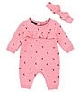 Color:Pink - Image 1 - Baby Girls Newborn-6 Months Long Sleeve Printed Coverall