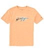 Color:Tangerine Heather - Image 1 - Big Boys 8-20 Scripted Signature Graphic Short Sleeve T-Shirt