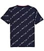 Color:Navy Blazer - Image 2 - Big Boys 8-20 Short-Sleeve Allover-Scripted-Logo T-Shirt