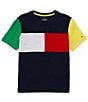 Color:Navy Blazer - Image 1 - Big Boys 8-20 Short Sleeve Flag Block T-Shirt