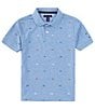 Color:Granada Sky - Image 1 - Big Boys 8-20 Short Sleeve Hilfiger Flag Printed Polo Shirt