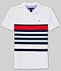 Color:Fresh White - Image 1 - Big Boys 8-20 Short-Sleeve Striped Polo Shirt