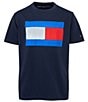 Color:Swim Navy - Image 1 - Big Boys 8-20 Short-Sleeve Vintage Flag T-Shirt