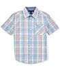 Color:Parfait Pink/Blue - Image 1 - Big Boys 8-20 ShortSleeve Plaid Woven Shirt