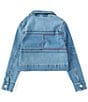 Color:Broadway Wash - Image 2 - Big Girls 7-16 Embroidered Denim Jacket