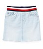 Color:Bowery Wash - Image 1 - Big Girls 7-16 Frayed Hem Pull-On Denim Skirt