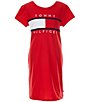 Color:Red - Image 1 - Big Girls 7-16 Pieced Flat T-Shirt Dress