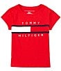 Color:Regal Red - Image 1 - Big Girls 7-16 Short-Sleeve Pieced Flag Tee