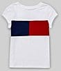 Color:White - Image 1 - Big Girls 7-16 Short-Sleeve Pieced Flag Round Neck Tee