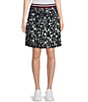 Color:Midnight Multi - Image 1 - Floral Print Georgette Contrast Waistband Pull-On Pleated Skirt