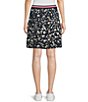Color:Midnight Multi - Image 2 - Floral Print Georgette Contrast Waistband Pull-On Pleated Skirt