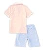 Color:Assorted - Image 2 - Little Boys 2T-4T Short-Sleeve Pique Polo Shirt & Solid Oxford Sueded Twill Shorts Set