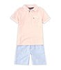 Color:Assorted - Image 3 - Little Boys 2T-4T Short-Sleeve Pique Polo Shirt & Solid Oxford Sueded Twill Shorts Set