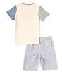 Color:Assorted - Image 3 - Little Boys 2T-4T Short Sleeve Soft Colorblock Logo Tee & Stripe Short Set