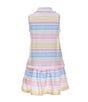 Color:Multi - Image 2 - Little Girls 2T-6X Sleeveless Striped Drop-Waist Pique Dress