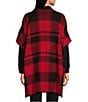 Color:Black/Scarlet - Image 2 - Open Front Short Sleeve Cape Sweater