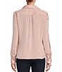 Color:Misty Rose - Image 2 - Point Collar V-Neck Long Cuffed Sleeve Blouse