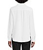 Color:Ivory - Image 2 - Point Collar Long Roll-Tab Sleeve Crepe de Chine Blouse