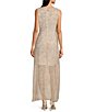 Color:Sand/Ivory - Image 2 - Rope Print Sleeveless Surplice V-Neck Chiffon Maxi Dress