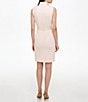 Color:Powder - Image 2 - Sleeveless Stand Collar Zip Front Belted Scuba Sheath Dress